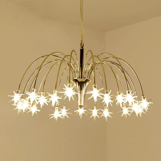 Silver Finish Firework Pendant Chandelier - Metal, Romantic, Pretty, Ideal for Dining Room