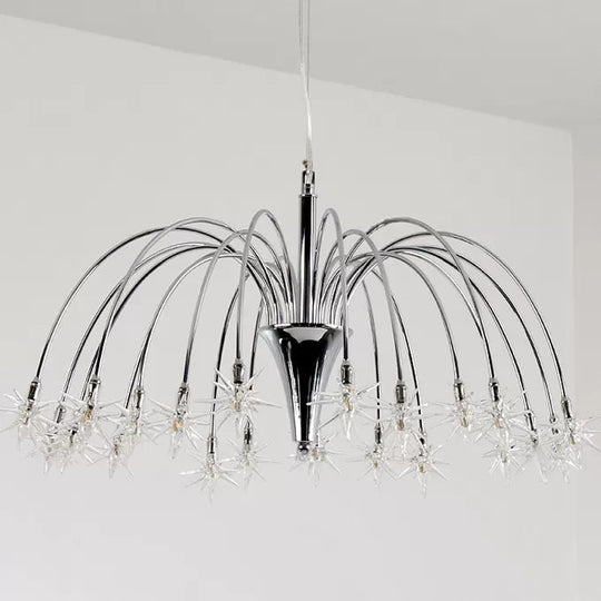 Silver Finish Firework Pendant Chandelier - Metal, Romantic, Pretty, Ideal for Dining Room