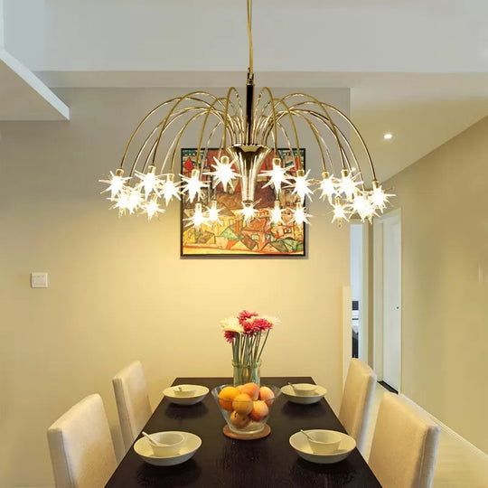 Silver Finish Firework Pendant Chandelier - Metal, Romantic, Pretty, Ideal for Dining Room