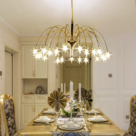 Silver Finish Firework Pendant Chandelier - Metal, Romantic, Pretty, Ideal for Dining Room