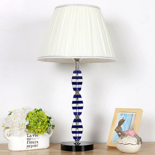 Modern Blue Table Lamp with Tapered Shade for Dining Room or Desk