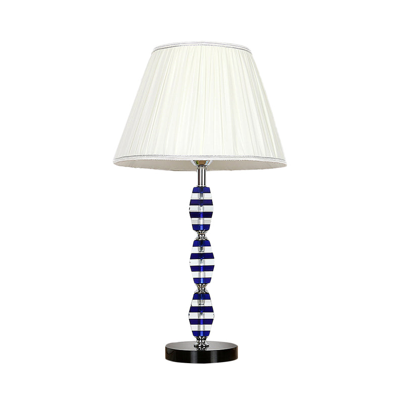 Modern Blue Table Lamp with Tapered Shade for Dining Room or Desk