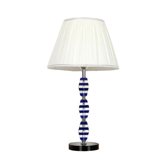 Modern Blue Table Lamp with Tapered Shade for Dining Room or Desk