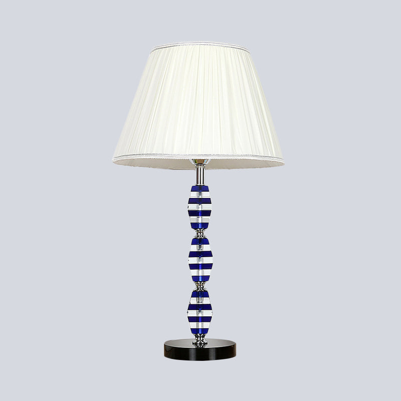 Modern Blue Table Lamp with Tapered Shade for Dining Room or Desk