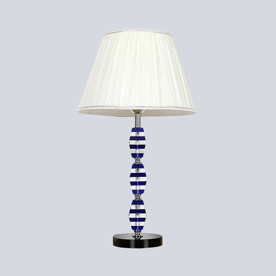 Modern Blue Table Lamp with Tapered Shade for Dining Room or Desk