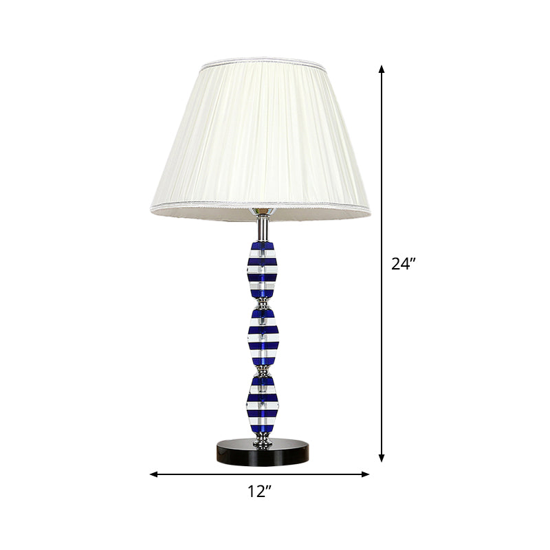 Modern Blue Table Lamp with Tapered Shade for Dining Room or Desk
