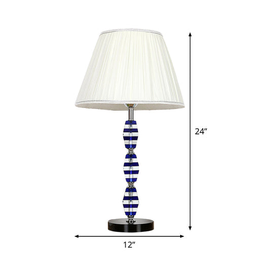 Modern Blue Table Lamp with Tapered Shade for Dining Room or Desk