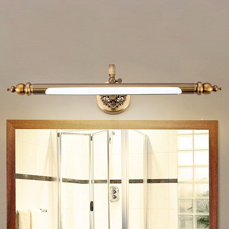 Modern Brass LED Wall Lamp for Vanity Mirror in Warm/White Light - 20"/24" Wide Tubular Design
