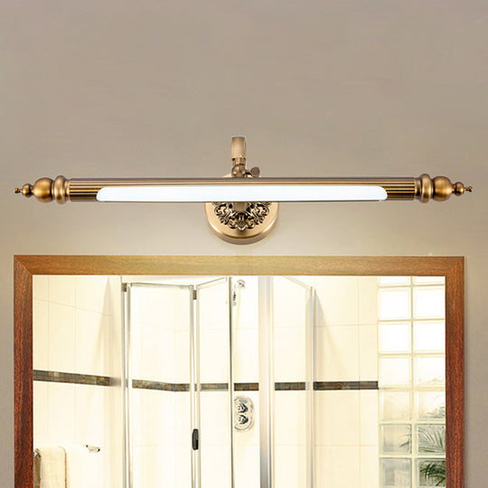Modern Brass LED Wall Lamp for Vanity Mirror in Warm/White Light - 20"/24" Wide Tubular Design