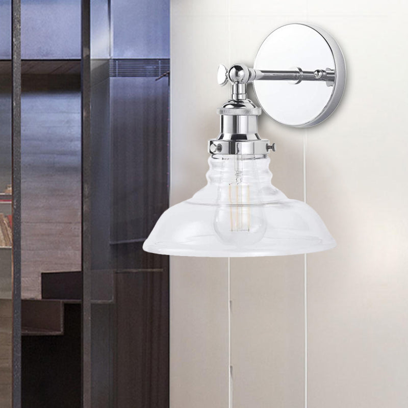 Industrial 1-Light Wall Sconce – Clear Glass & Chrome/Nickel Finish - Ideal for Kitchen