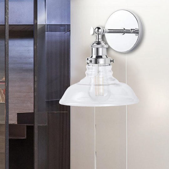 Industrial 1-Light Wall Sconce – Clear Glass & Chrome/Nickel Finish - Ideal for Kitchen