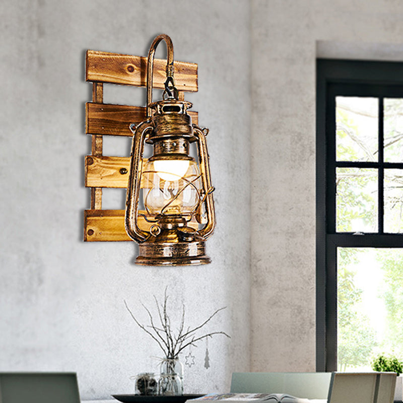 Coastal Brass Sconce with Clear Glass - Elegant Dining Room Wall Lighting