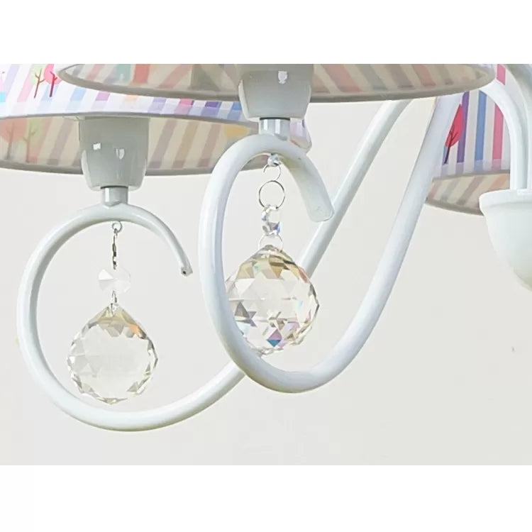 Cartoon Pony 5-Light Hanging Chandelier with Tapered White Shade for Nursing Room