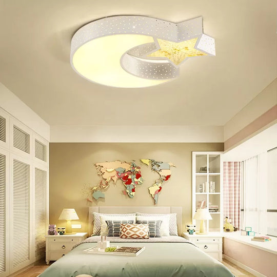 Hollow Star Moon LED Ceiling Light for Kids' Study Room