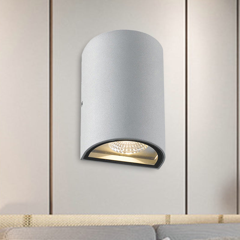 LED Outdoor Wall Washer Light in Black/Gray with Half-Cylinder Aluminum Shade - Warm/White Lighting