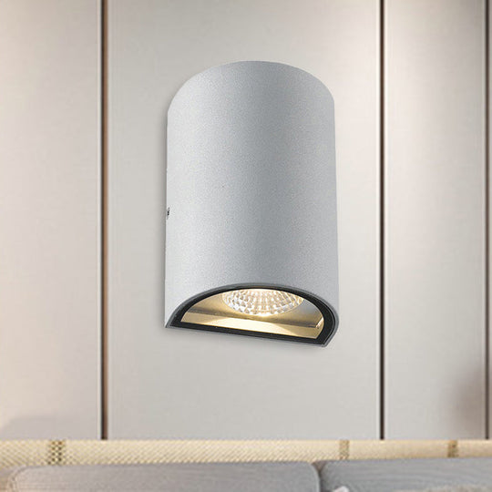 LED Outdoor Wall Washer Light in Black/Gray with Half-Cylinder Aluminum Shade - Warm/White Lighting