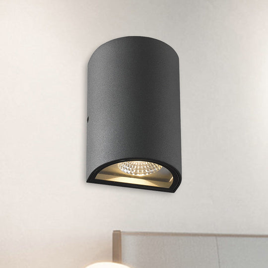 LED Outdoor Wall Washer Light in Black/Gray with Half-Cylinder Aluminum Shade - Warm/White Lighting