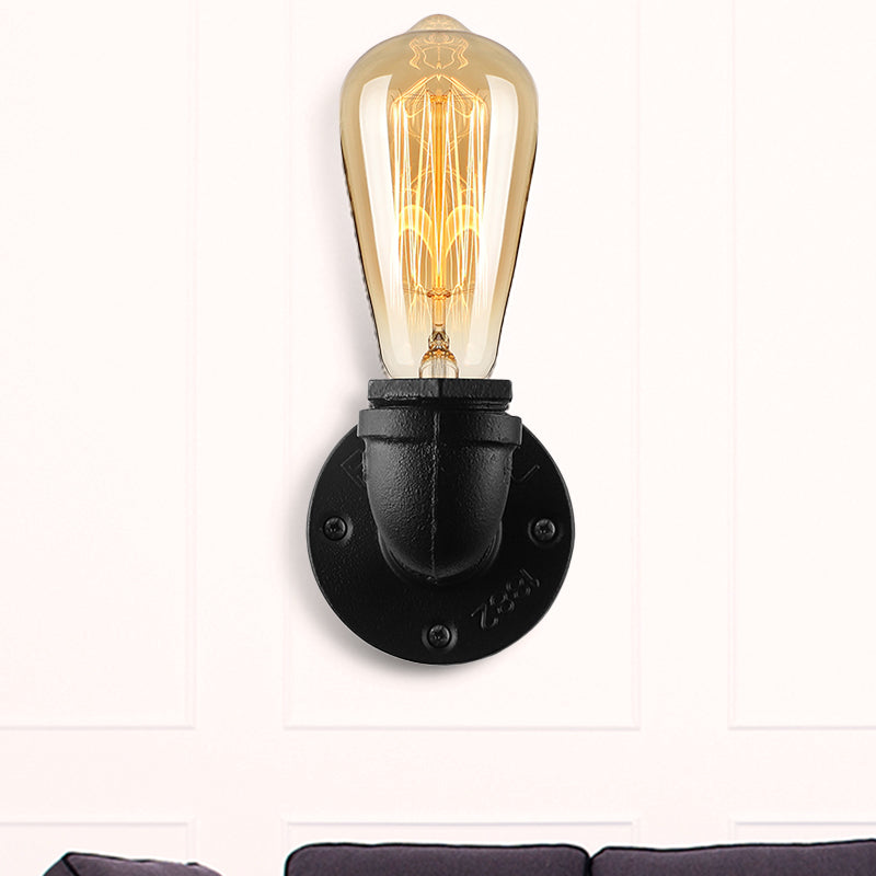 Rustic Bare Bulb Wall Sconce Lighting: Stylish Metal, 1 Head, Black/Bronze - Perfect for Living Room
