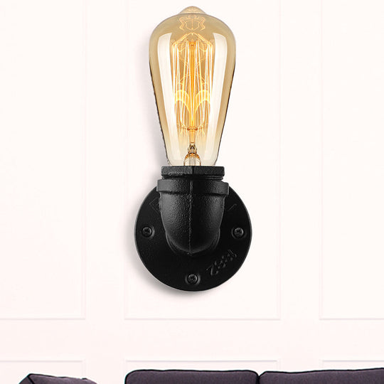 Rustic Bare Bulb Wall Sconce Lighting: Stylish Metal, 1 Head, Black/Bronze - Perfect for Living Room