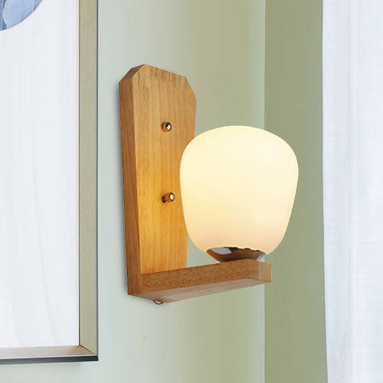 Japanese Milk Glass Wall Sconce Lamp - Elegant 1-Light Ball Shape in White for Hotel Dining Room