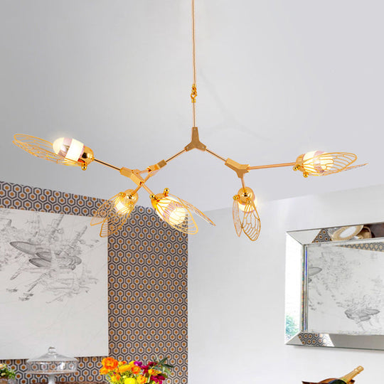 Butterfly Chandelier Pendant Light - Romantic Metallic Gold Finish for Dining Table