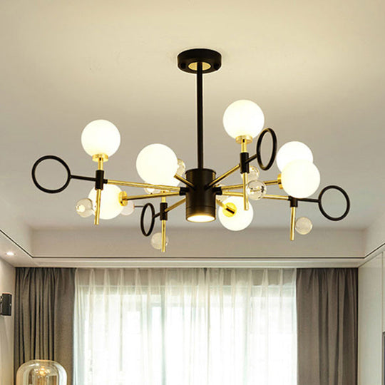 Modern Nordic Style 6/8-Light Black Chandelier with Globe Glass Shade