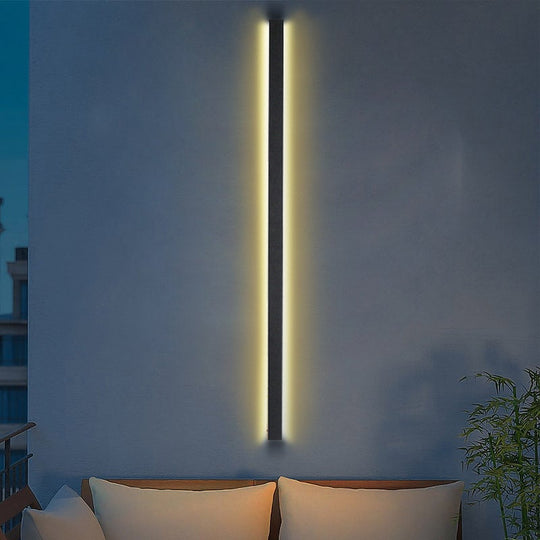 Black Long LED Linear Outdoor Wall Lights – Modern Waterproof Porch & Garden Lighting