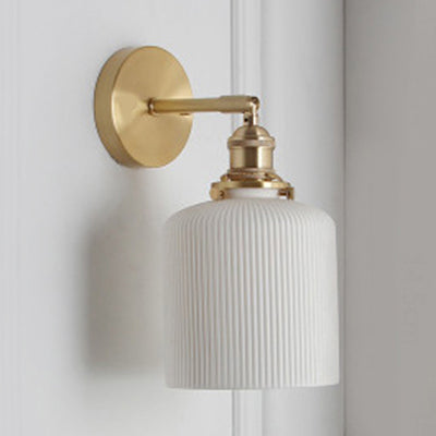 Modern Porcelain Wall Lamp with Brass Socket - White, 1 Light, 5/6/8.5 Inch Width - Ideal for Dining Room & Foyer