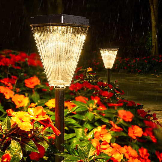 Modern Solar Post Light with Ripple Lampshade – Dimmable LED