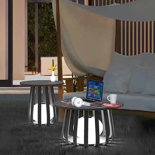 Round Waterproof RGB Iron Coffee Table Solar Outdoor Light