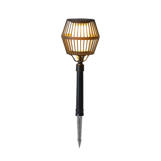 Modern Matte Black Solar Caged Lantern