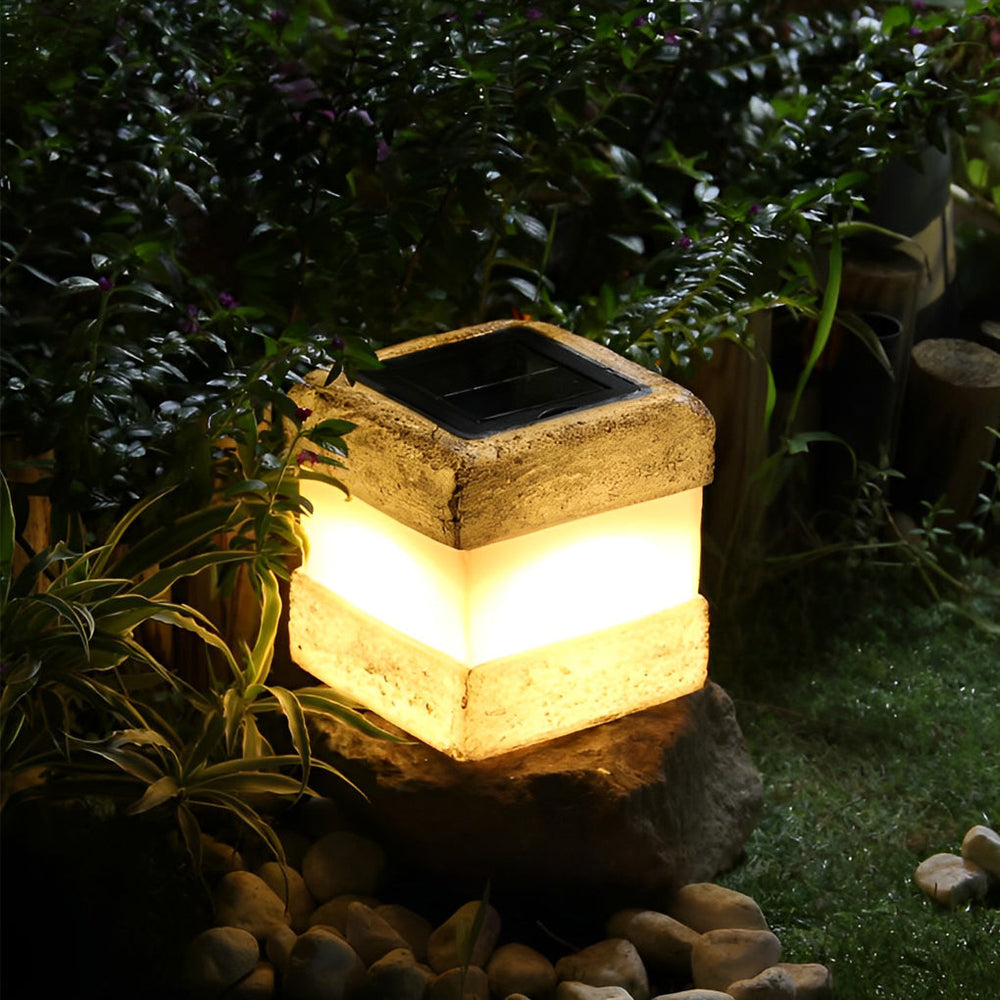 Sleek Square Resin Solar LED Garden Lamp