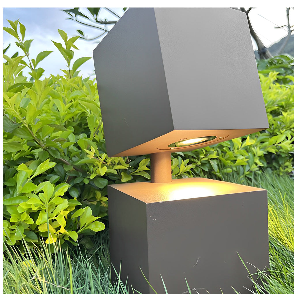 Modern Black Geometric Solar Lawn Light