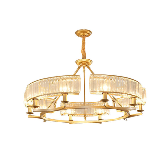 Round Metal Three Step Dimming Modern Rustic Crystal Chandelier