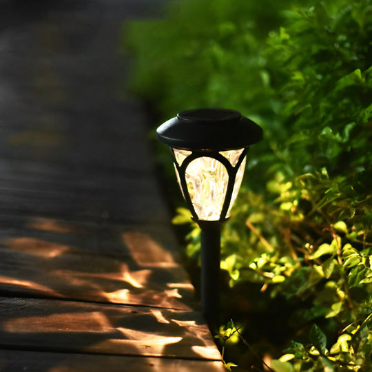 2PCS Intelligent Solar LED Lawn Lamps with Black Opaque Glass Shade
