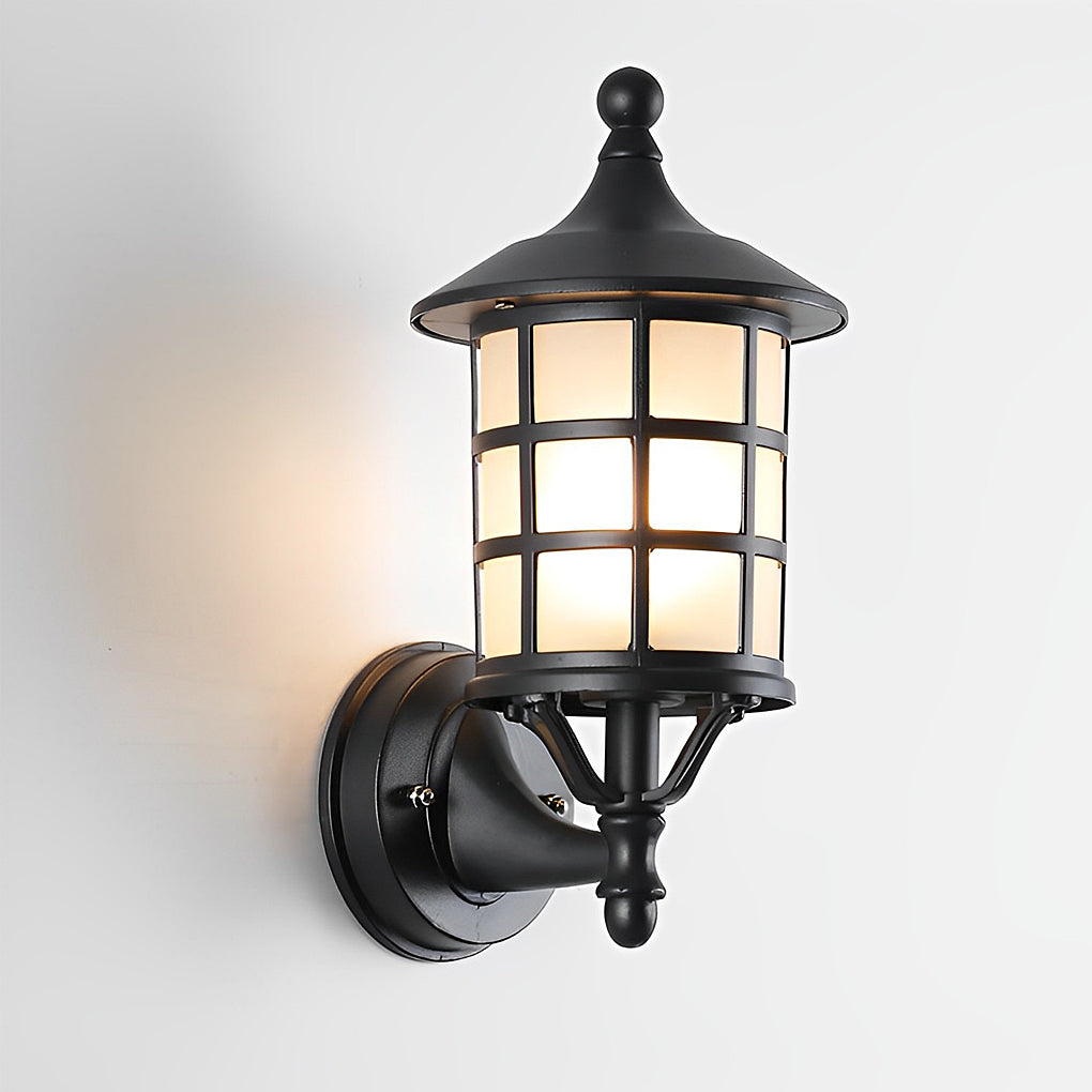 Retro Round Three Step Dimming Black Solar Wall Sconce Waterproof