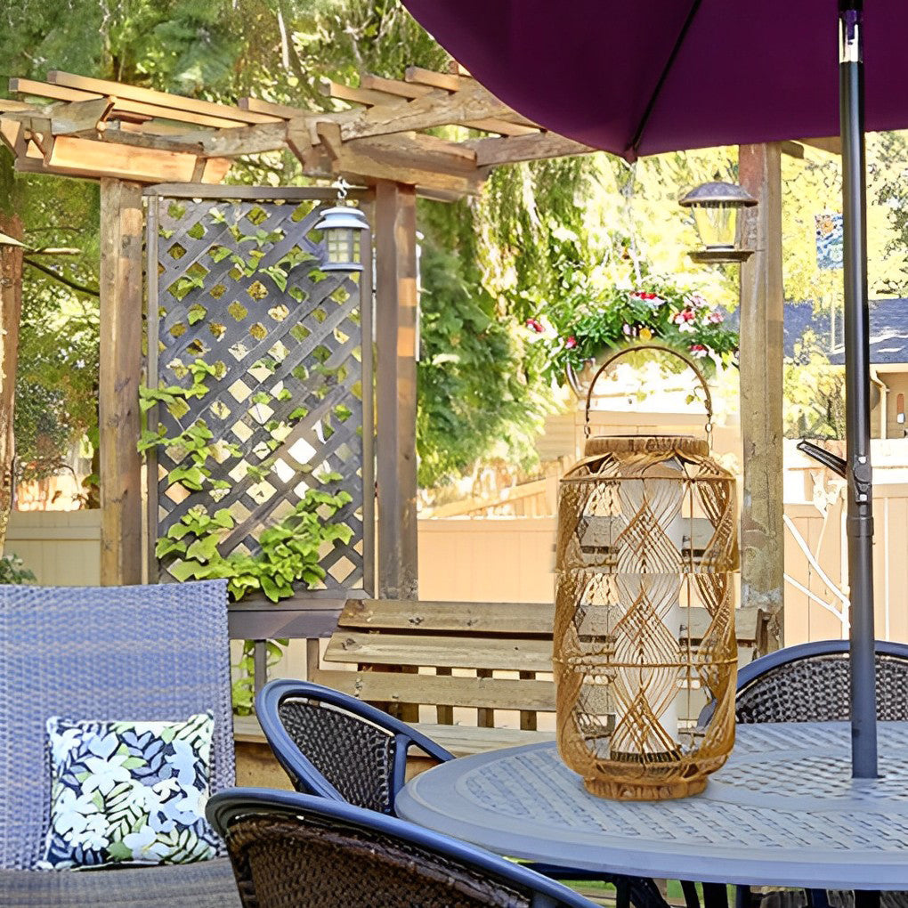 Rattan Waterproof LED Portable Solar Floor Lamp