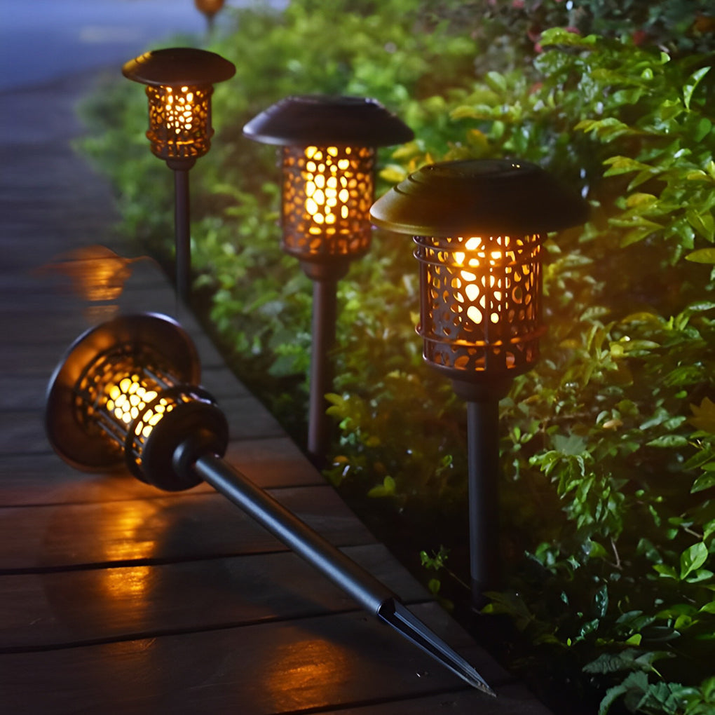 Waterproof Hollow Solar Flame Lawn Lights