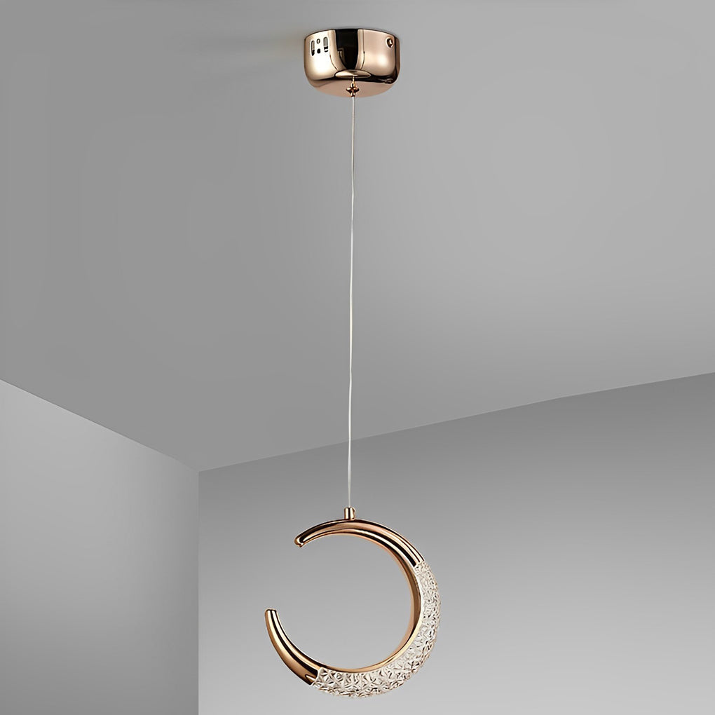 Curvy Moon Shaped LED Electroplated Modern Pendant Light