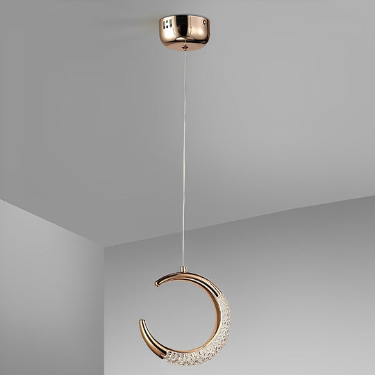 Curvy Moon Shaped LED Electroplated Modern Pendant Light