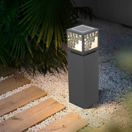 Elegant Snowflake Solar LED Bollard Light Modern Outdoor Waterproof Lawn Lamp
