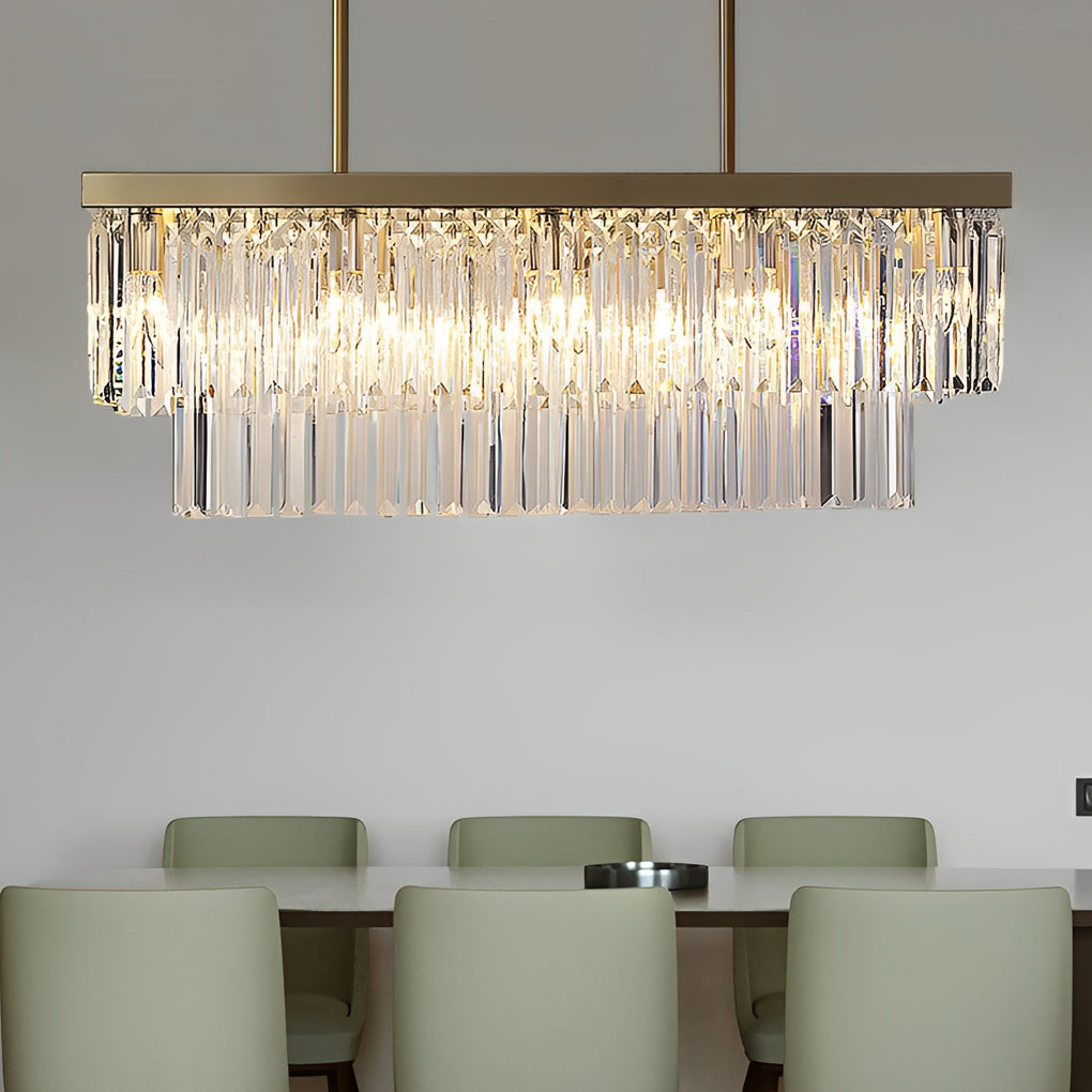 Rectangular LED Three-Step Dimming Crystal Strips Postmodern Chandelier
