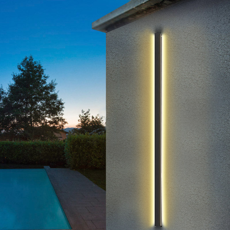 LED Long Linear Metal Waterproof Black Minimalist Outdoor Wall Lights