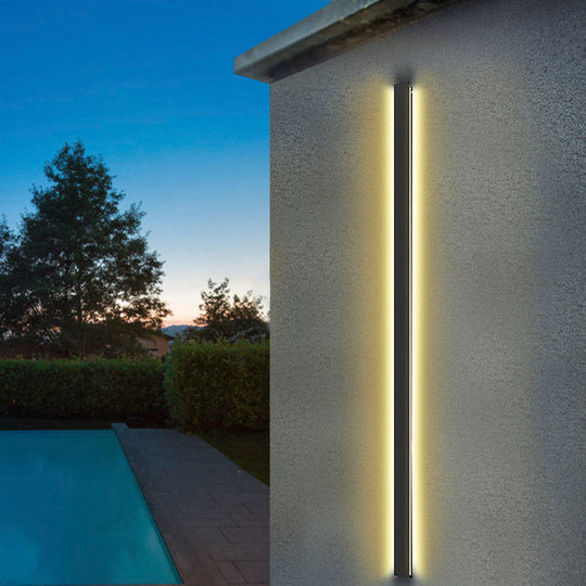 LED Long Linear Metal Waterproof Black Minimalist Outdoor Wall Lights