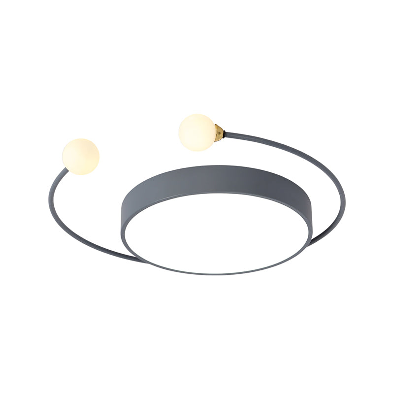 Modern Black/Grey LED Drum Ceiling Light with Dual Light Modes (White/Warm) - Flush Mount