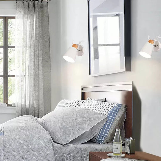 Rotatable Nordic Bucket Sconce with Antlers - Stylish Metal Wall Light for Study Room
