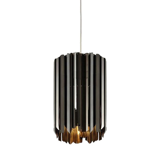 Modern Metal Pendant Light with Black/Chrome/Gold Finish - 1-Light Cylindrical Hanging Lamp