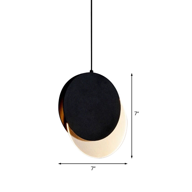 Sleek Metallic LED Bedroom Pendant Lamp with Stylish New-Moon Design | Circle Suspended Lighting