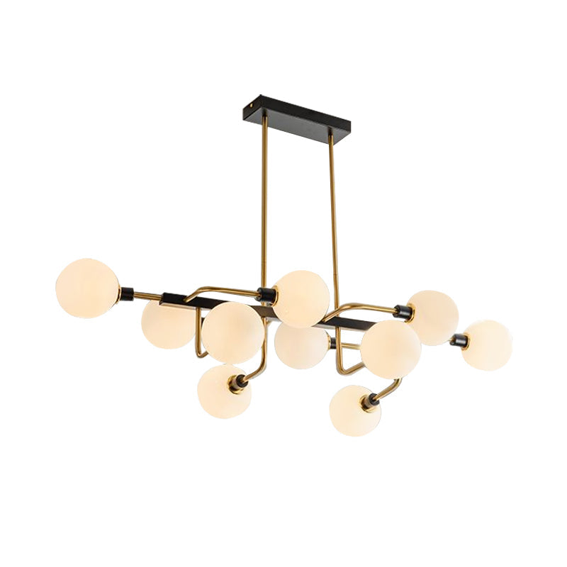 Contemporary Starburst Chandelier: 10-Light Amber/Smoke Gray/Cream Glass Hanging Lamp