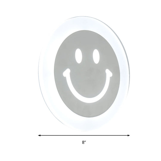 Smiley Face LED Sconce Lamp - Ultra-Thin Acrylic Shade, Warm/White LED Wall Lighting